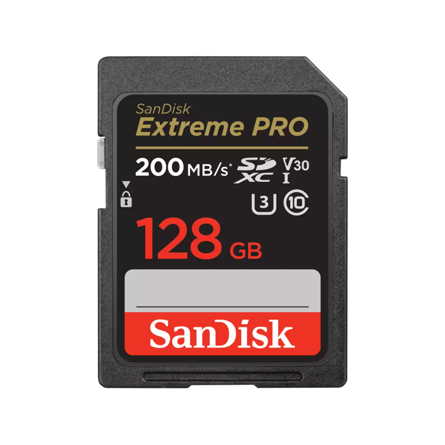 SanDisk Extreme PRO SDXC 128GB  200MB/s R 90MB/s W UHS-I U3 C10 V30 Card **