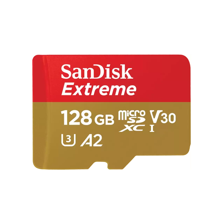 SanDisk Extreme microSDXC 128GB 190MB/s R 90MB/s W UHS-I U3 C10 V30 A2 Card